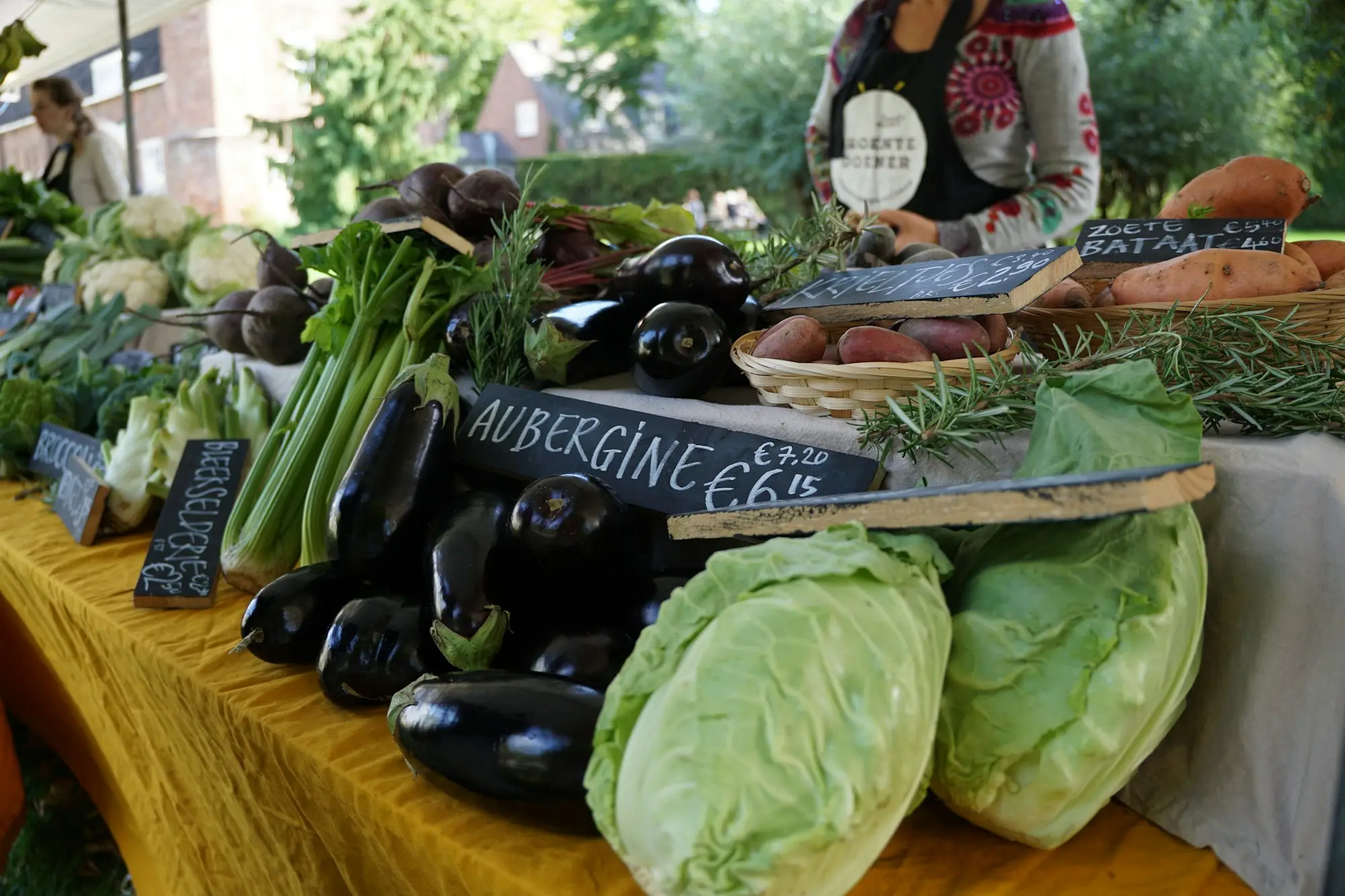 Fresh vegetables on a market stall